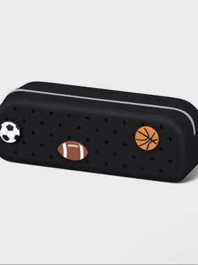Single Zip Silicone Pencil Pouch Black with Sports Charms - up&up™